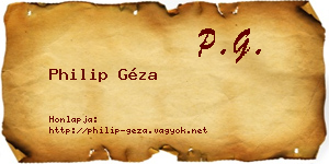 Philip Géza névjegykártya